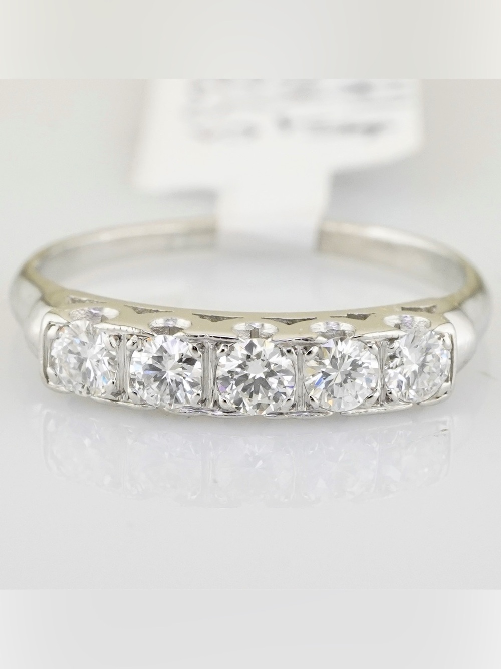 Art deco inspired platinum and natural diamond anniversary band / wedding band